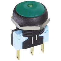 APEM Components Push Button Switch, IP67, SPDT-NO/NC, Pmnt, Momentary, Illuminated Green LED, 