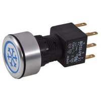 APEM Components Push Button Switch, DP, Pmnt, Maintained, Illuminated Blue LED, , Cooling(symbol)