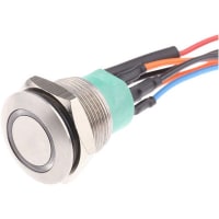 APEM Components Push Button Switch, IP67, NO/NC, Panel Mount, Momentary, Illuminated Green LED, 