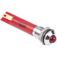 APEM Components Indicator Pmnt, 8mm Mount Size, Red LED, Solder Lug Term, 8.5 mm Lamp Size, 110 Vac