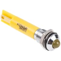 APEM Components Indicator Pmnt, 8mm Mount Size, Yellow LED, Solder Lug Term, 8.5 mm Lamp Size, 110Vac