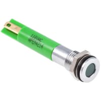 APEM Components 8mm flush hyper bright LED, green 110Vac