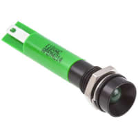 APEM Components 8mm recess hyper bright LED, green 220V