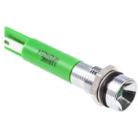 APEM Components 8mm recess hyper bright LED, green 220V