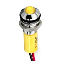 APEM Components LED Indicator Sealed 8mm Prominent Bright Chrome Fixed Hyper Yellow 2VDC Solder