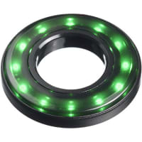 APEM Components Lge Surface Mount LED HALO 22mm Blk Bzl Tinted Green Lens IP67 12/24VDC