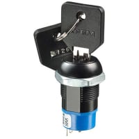 APEM Components Switch;Keylock;DP3T;3 Pos;MAINT;Black Finish;;Key Release Pos 1, 2 & 3;4A;125VAC