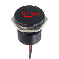 APEM Components LED Indicator Sealed 22mm Flush Blk Chrome Fixed SB Red 12VDC Oil Can Symbol