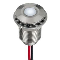 APEM Components LED Indicator Sealed 10mm Flush SS Fixed White 2VDC Epoxy Wire