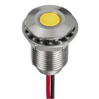 APEM Components LED Indicator Sealed 10mm Flush SS Fixed Super Bright Yellow 2VDC Epoxy Wire