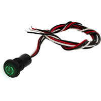 APEM Components Switch;P/B;Sealed;N.O;Black Act;Green LED;Power On Legend;Gold;100mA;28VDC;Wire