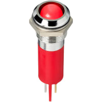 APEM Components LED Indicator;Sealed;12.7mm;Prominent;Bright Chrome;Fixed;Hyper Red;12VDC;Sldr