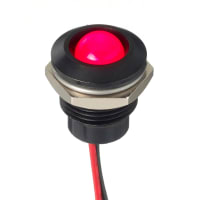 APEM Components LED Indicator Sealed 12.7mm Prominent Black Bezel Fixed Hyper Red 12VDC Wire