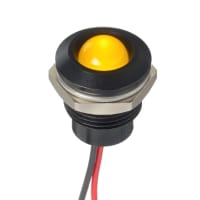 APEM Components LED Indicator;Sealed;12.7mm;Prominent;Black Bezel;Fixed;Hyper Yellow;12VDC;Wire