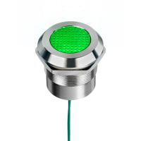 APEM Components LED Indicator, Q25 Series, Sealed, 25mm, SS, Wire Leads, Fixed, Green, 12-24VDC