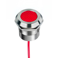 APEM Components LED Indicator, Q25 Series, Sealed, 25mm, SS, Wire Leads, Fixed, Red, 12-24VDC