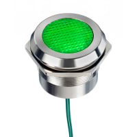 APEM Components LED Indicator, Sealed, 30mm, SS, Wire Leads, Fixed, Green, 12-24VDC, Q30 Series