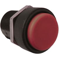 APEM Components Switch, P/B, SPDT, Round, Flat Red Actuator, Reduced Black Bezel, 3A 28VDC, 12mm, QC