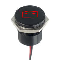 APEM Components LED Indicator Sealed 22mm Flush Blk Chrome Fixed SB Red 12VDC Battery Symbol