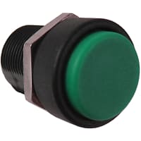 APEM Components Switch, P/B, SPDT, Round, Flat Green Actuator, Reduced Black Bezel, 3A 28VDC, 12mm, QC