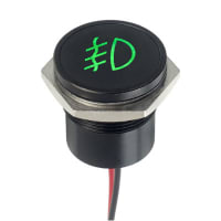 APEM Components LED Indicator Sealed 22mm Flush Blk Chrome Fixed SB Green 12VDC Front Fog Symbol