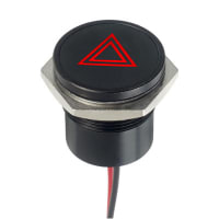 APEM Components LED Indicator Sealed 22mm Flush Blk Chrome Fixed SB Red 12VDC Hazzard Symbol