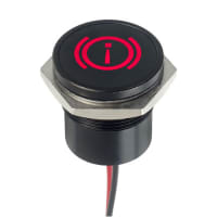 APEM Components LED Indicator Sealed 22mm Flush Blk Chrome Fixed SB Red 12VDC Brake Test Symbol