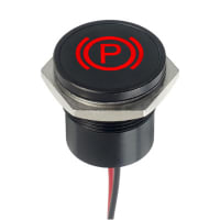 APEM Components LED Indicator Sealed 22mm Flush Blk Chrome Fixed SB Red 12VDC Parking Brake Sym