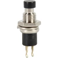 APEM Components Switch, P/B, SPST-NO, OFF-MOM, Round, Black Actuator, 0.3A, 125VAC, Solder