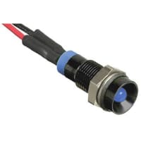 APEM Components 8mm recessed black LED wires, blue 110Vac