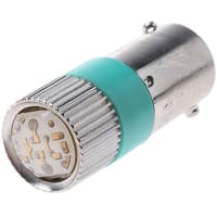 APEM Components LED Reflector Bulb, BA9s, Green, Multichip, 10mm dia., 24 V ac/V dc