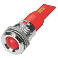 APEM Components Prominent Indicator Pmnt, 22mm Mount Size, Red LED, Solder Tab Term, 18 mm Lamp Size