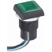 APEM Components Push Button Switch, IP67, SPST-NO, Pmnt, Momentary, Illuminated Green LED, 