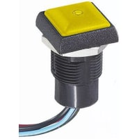 APEM Components Push Button Switch, IP67, SPST-NO, Pmnt, Momentary, Illuminated Yellow LED, 