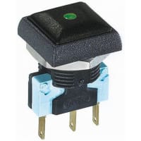 APEM Components Push Button Switch, IP67, SPDT-NO/NC, Panel Mount, Momentary, Illuminated Green LED, 