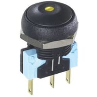 APEM Components Push Button Switch, IP67, SPDT-NO/NC, Pmnt, Momentary, Illuminated Yellow LED, 