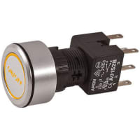 APEM Components Push Button Switch, DP, Pmnt, Maintained, Illuminated Amber LED, , ON / OFF