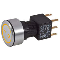 APEM Components Push Button Switch, DP, Panel Mount, Maintained, Illuminated Amber LED, , I / O