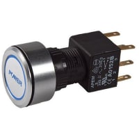 APEM Components Push Button Switch, DP, Panel Mount, Maintained, Illuminated Blue LED, , Power