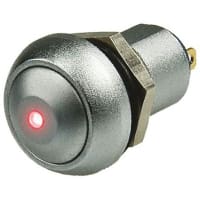 APEM Components Push Button Switch, IP67, NO, Panel Mount, Momentary, Illuminated Red LED, 