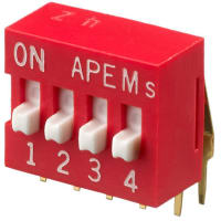 APEM Components 4 Way Through Hole DIP Switch SPST, Raised Actuator