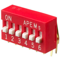 APEM Components 6 Way Through Hole DIP Switch SPST, Raised Actuator