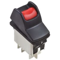 APEM Components IP68 Black/Red DPST Rocker Switch, On-On, 5A@24VDC +85degC -40degC 36.8mm 21.08mm