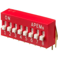 APEM Components 8 Way Through Hole DIP Switch SPST, Raised Actuator