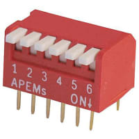 APEM Components 6 Way Through Hole DIP & SIP Switch SPST, Lever Actuator