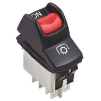 APEM Components IP68 Illuminated Black/Red DPST Rocker, On-On, 5 A@24 Vdc +85C -40C 36.8mm 21.08mm