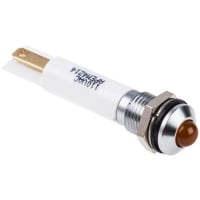 APEM Components Indicator Pmnt, 8mm Mount Size, Orange LED, Solder Lug Term, 8.5 mm Lamp Size, 220Vac