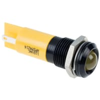 APEM Components Indicator Pmnt, 14mm Mount Size, Yellow LED, Faston, Solder Lug Term, 10 mm Lamp Size