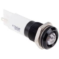 APEM Components Indicator Pmnt, 14mm Mount Size, White LED, Faston, Solder Lug Term, 10 mm Lamp Size