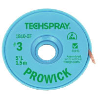 TechSpray Desoldering Braid/Wick; Pro Wick; Green #3; 5ft (1.5M) Long; Anti-Static Spool